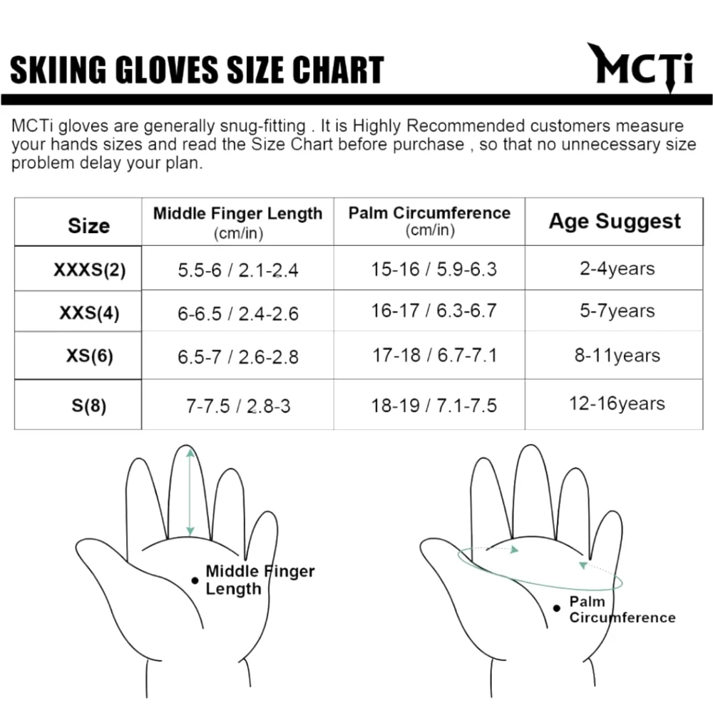 MCTI Kids Mittens Waterproof Winter Ski Warm Sherpa Lined Size XXXSmall …